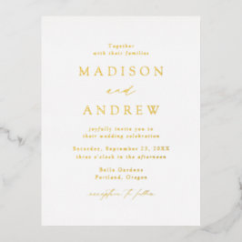 Carte Postale D'invitation À Feuilles D'aluminium Mariage Élégance Moderne