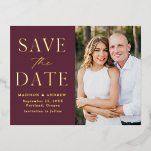 Carte Postale D'invitation À Feuilles D'aluminium Mariage Elégance Moderne Sauvez la date Pile