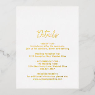 Carte Postale D'invitation À Feuilles D'aluminium Mariage Moderne Photo Genevieve