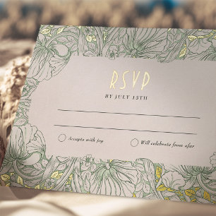 Carte Postale D'invitation À Feuilles D'aluminium Mariage RSVP Insérer Pimpernel victorien