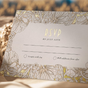 Carte Postale D'invitation À Feuilles D'aluminium Mariage RSVP Insérer Pimpernel victorien