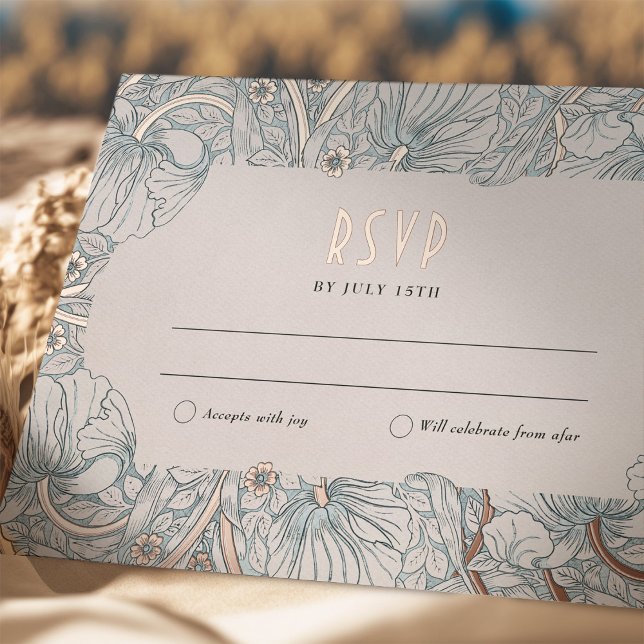 Carte Postale D'invitation À Feuilles D'aluminium Mariage RSVP Insérer Pimpernel victorien (Créateur téléchargé)