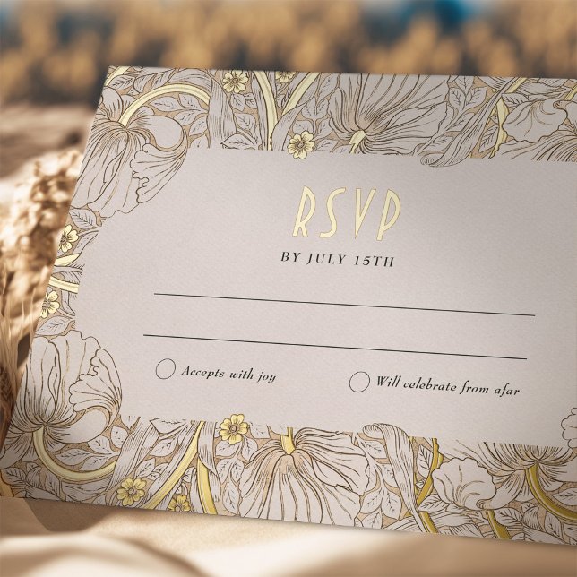 Carte Postale D'invitation À Feuilles D'aluminium Mariage RSVP Insérer Pimpernel victorien (Créateur téléchargé)