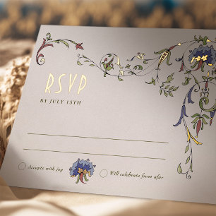 Carte Postale D'invitation À Feuilles D'aluminium Mariage RSVP Insérer Victorian Belle Epoche