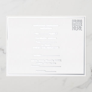 CARTE POSTALE D'INVITATION À FEUILLES D'ALUMINIUM MODÈLE DE TEXTE D'IMAGE BLANCHE SIMPLE MODERNE
