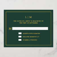 Monogramme vert de forêt simple Mariage élégant RS
