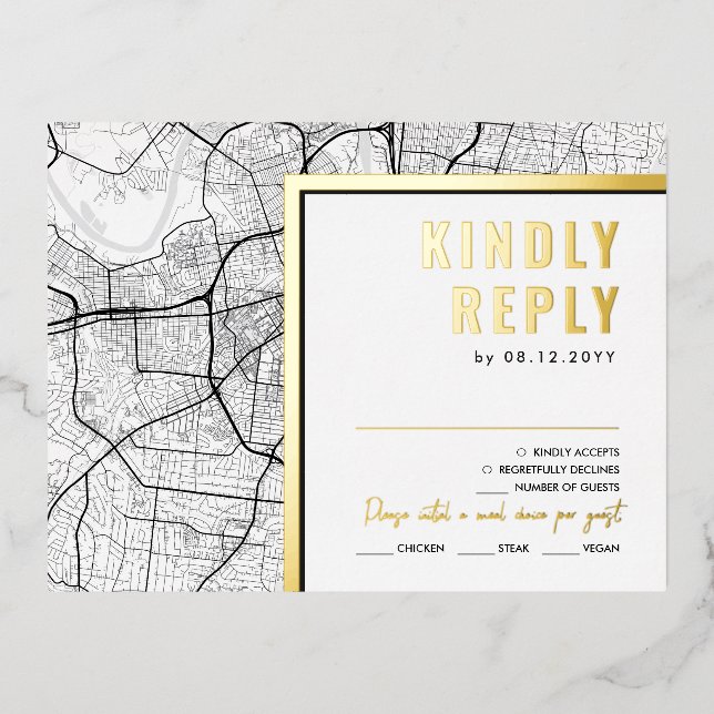 Carte Postale D'invitation À Feuilles D'aluminium Nashville, Tennessee Localisateur d'amour | Répons (Recto)