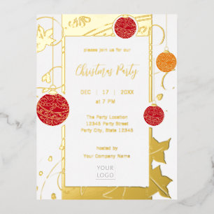 Carte Postale D'invitation À Feuilles D'aluminium Noël d'affaires élégant et moderne