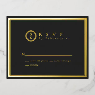 Carte Postale D'invitation À Feuilles D'aluminium Noir Noir Noir Noir Noir Classique Simple Elegant 