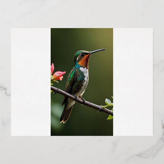 Carte Postale D'invitation À Feuilles D'aluminium Perché sur une branche d'arbre (Recto)