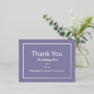 Carte Postale D'invitation À Feuilles D'aluminium Périwinkle simple Merci Mariage