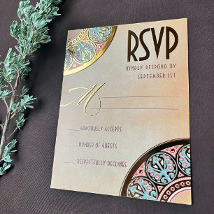 Carte Postale D'invitation À Feuilles D'aluminium Royal Nouveau Or Véritable Feuille RSVP