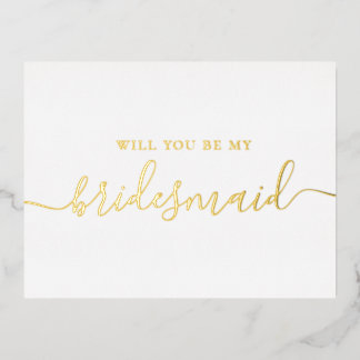 Carte Postale D'invitation À Feuilles D'aluminium Seras-tu ma demoiselle d'honneur | Proposition élé