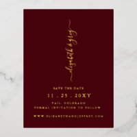 Simple Burgundy manuscrite luxe Enregistrer la dat