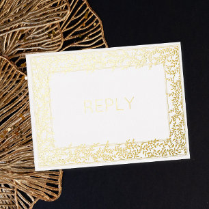 Carte Postale D'invitation À Feuilles D'aluminium Véritable huile minimum Feuilles de feuillage Repa