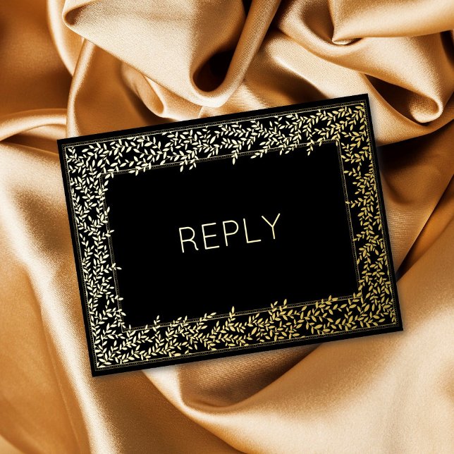 Carte Postale D'invitation À Feuilles D'aluminium Véritable huile minimum Feuilles de feuillage Repa (Créateur téléchargé)