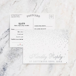 Carte Postale D'invitation À Feuilles D'aluminium Vintage Glam Confetti Mariage RSVP Real