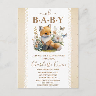 Carte postale d'invitation à la baby shower Oh Bab