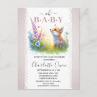 Carte postale d'invitation à la baby shower Oh Bab