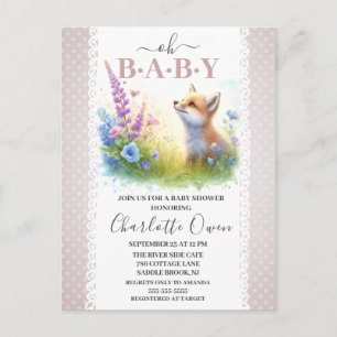 Carte postale d'invitation à la baby shower Oh Bab