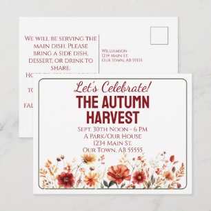 Carte postale d'invitation à la fête d'automne de 