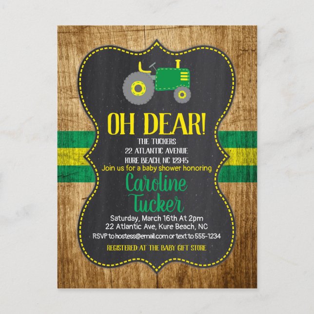 Carte postale d'invitation à une baby shower sur l (Devant)