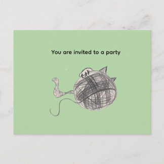 Carte postale d'invitation à une fête avec un chat