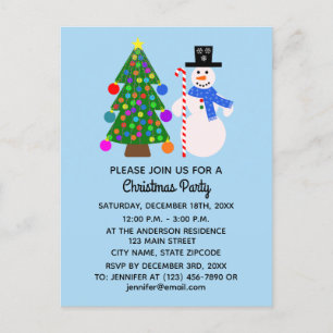 Carte postale d'invitation Bonhomme de neige & Sap