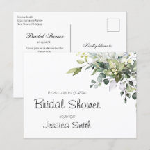 Carte postale d'invitation de mariage au eucalyptu