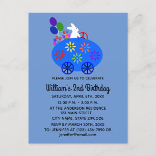 Carte postale d'invitation Lapin d'anniversaire Œu