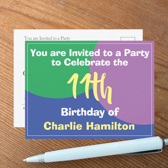 Carte postale d'invitation pour un 11e anniversair (Créateur téléchargé)
