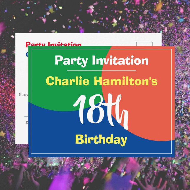 Carte postale d'invitation pour un 18e anniversair (Créateur téléchargé)