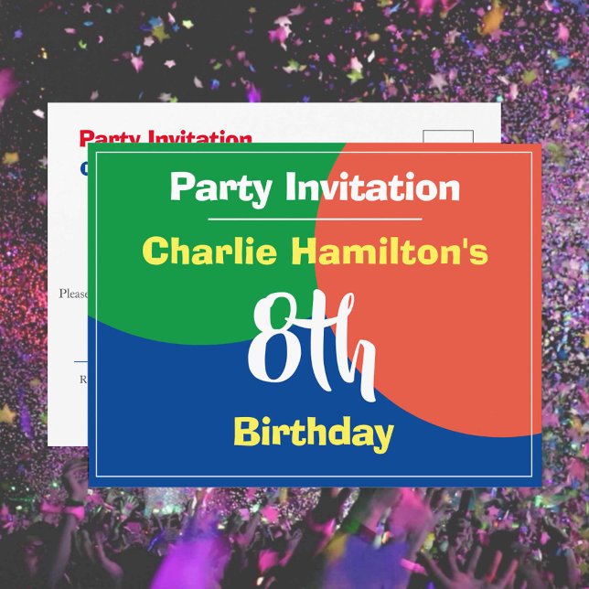 Carte postale d'invitation pour un 8e anniversaire (Créateur téléchargé)