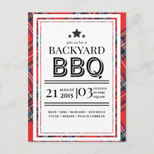 Carte postale d'invitation pour une fête BBQ à car
