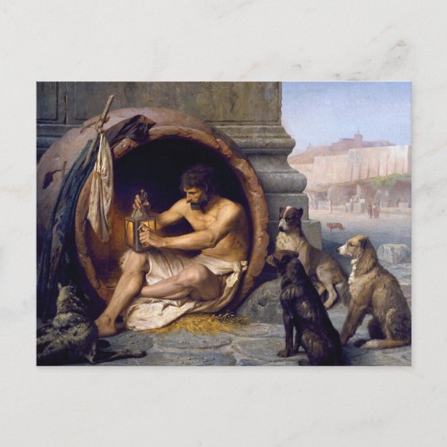 Carte Postale Diogène entouré de chiens - par Jean Leon Gerome (Devant)