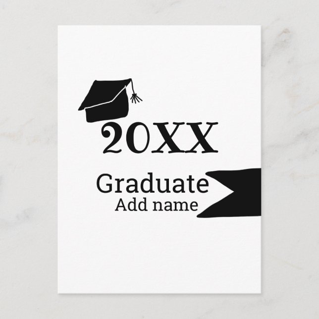 Carte Postale Diplômé 20XX graduation casquette simple minimalis (Devant)