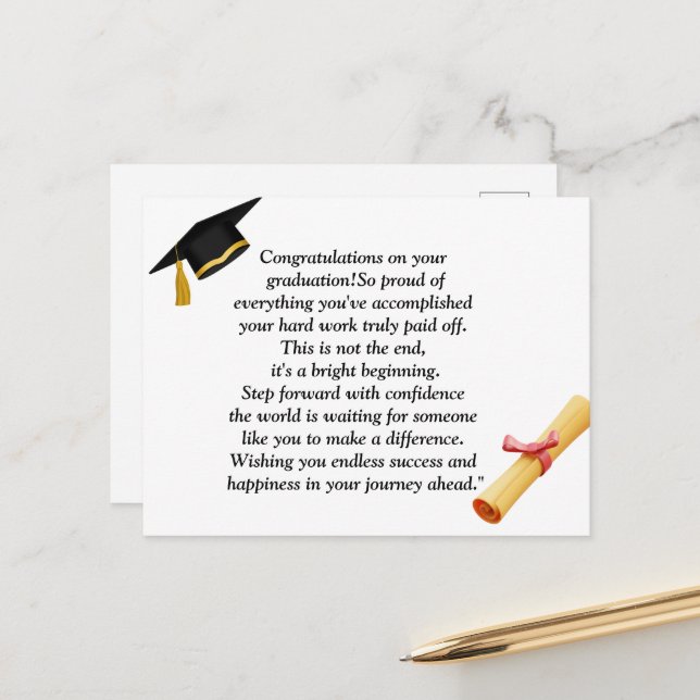 Carte Postale Diplôme - Conception universelle pour tous les âge (Devant/Arrière en situation)