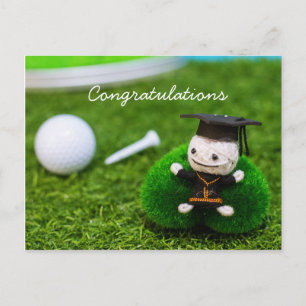 Carte Postale Diplôme de golf avec balle de golf et tee on green