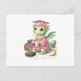 Carte Postale Diplômé Dragon Fantaisiste avec Diplôme