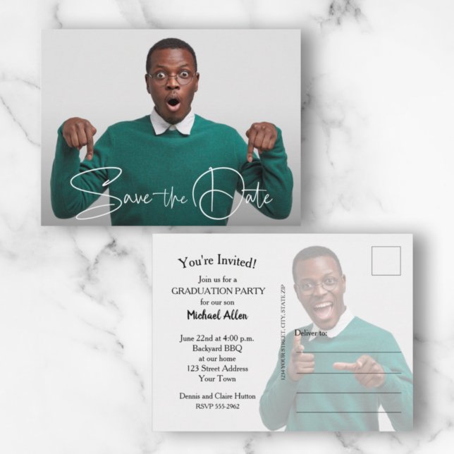 Carte Postale Diplôme photo de script tendance Enregistrer la da (Créateur téléchargé)