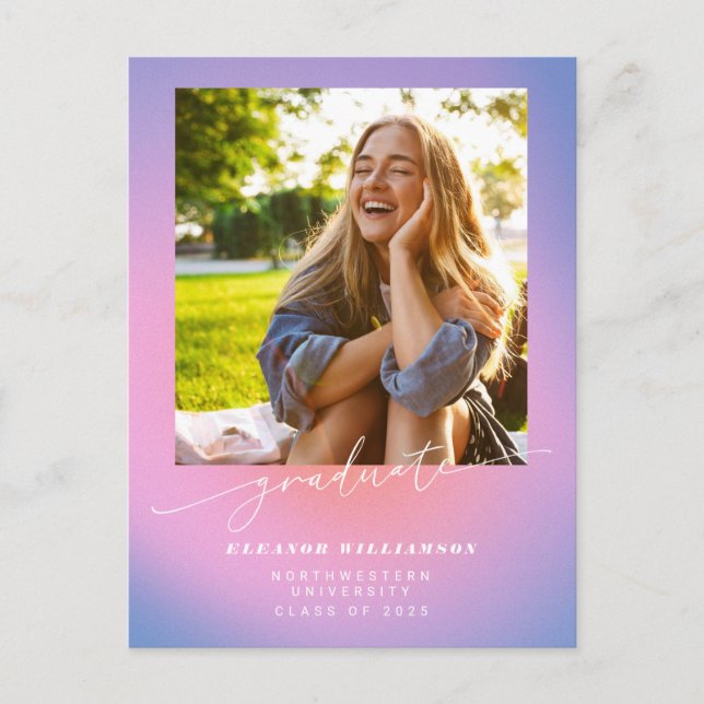 Carte Postale Diplôme photo rétrograde en violet rose (Devant)