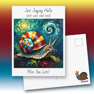 Carte Postale Dire bonjour simplement avec du courrier lent