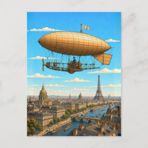 Carte Postale Dirigeable de Santos-Dumont au-dessus de Paris
