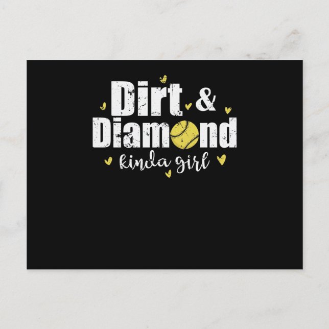 Carte Postale Dirt and Diamond kinda Girl Softball Sport (Devant)