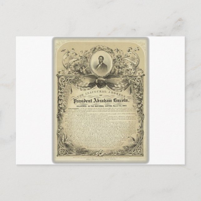 Carte Postale Discours inaugural du président abe lincoln (Devant)