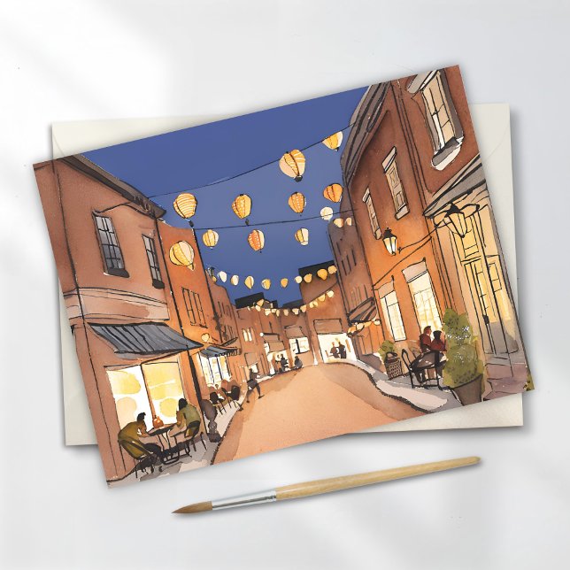 Carte Postale District italien du nord-est | Aquarelle Boston MA (Créateur téléchargé)
