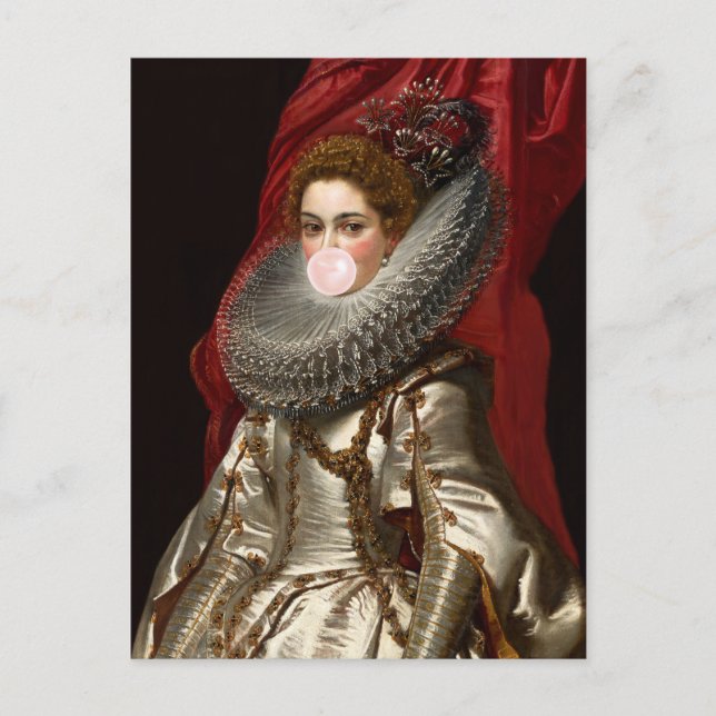 Carte Postale Diva Bubble Gum avec Ruff de Dentelle   (Devant)