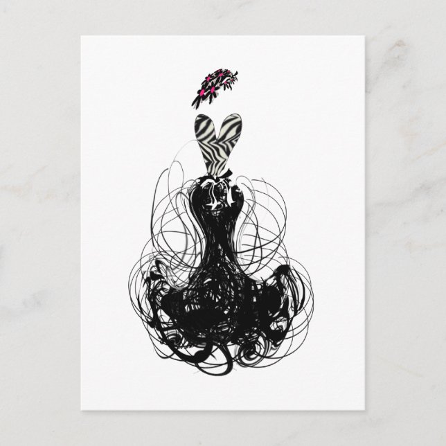 Carte Postale Diva de mode - Noir et Blanc (Devant)