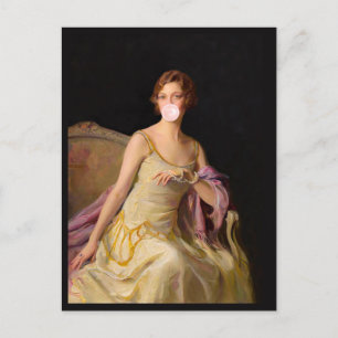 Carte Postale Divas au Bubble Gum en robe jaune