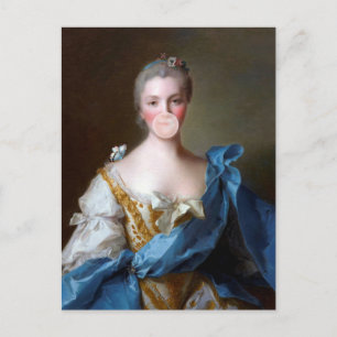 Carte Postale Divas du bubble gum avec Papillon Bleu